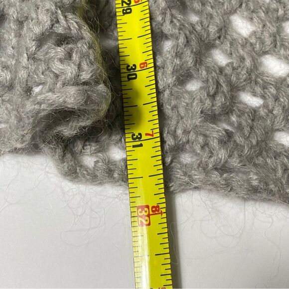 Elsamanda Wool/Mohair Blend Gray Open Knit Shawl Collar Cardigan Women's Size M - Picture 2 of 13